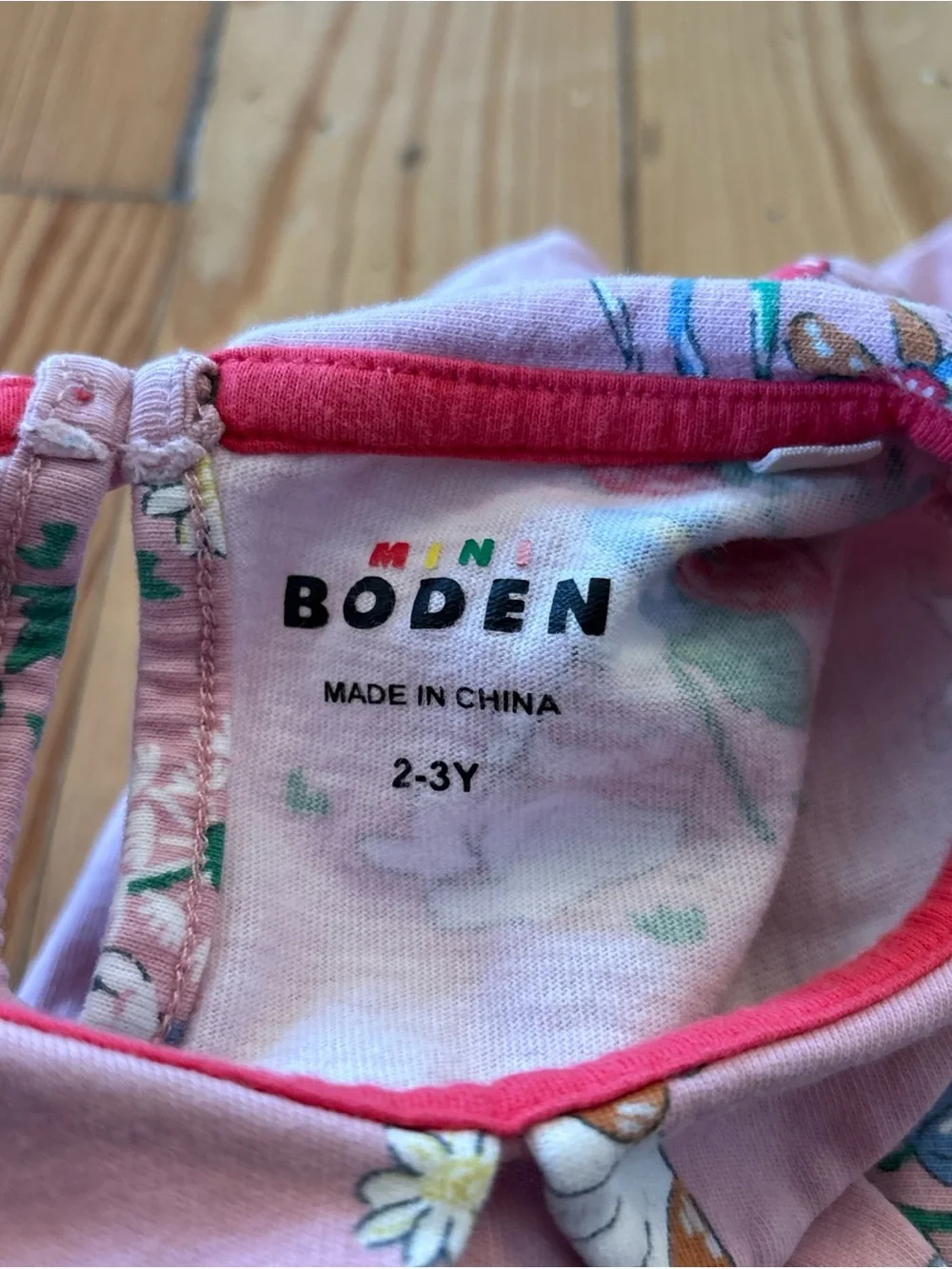 Baby Boden Girls Coral Pink Bunny Rabbit Dress Peter Pan Collar 2-3Y Guinea